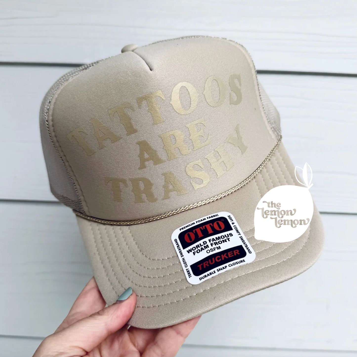 Tattoos Are Trashy Trucker Hat – Ironic Tattoo Lover Hat, Funny Snapback for Inked Babes, Sarcastic Retro Hat, Statement Hat, Tattoo Gift