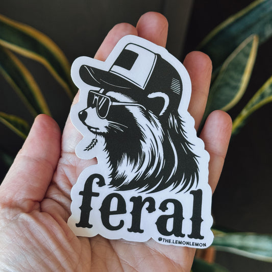 Feral Raccoon Sticker | Trash Panda Stickers | Trucker Hat | Southern | Vinyl Decal | Funny Water Bottle Window Laptop Tumbler