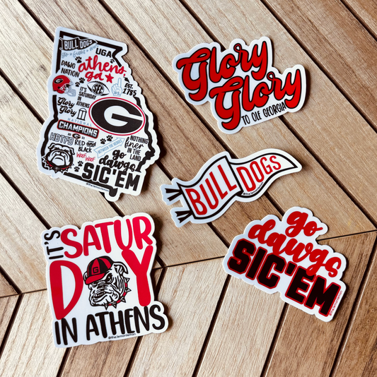 Georgia Sticker Pack - 5 Premium Vinyl Stickers | Football Fan Decals