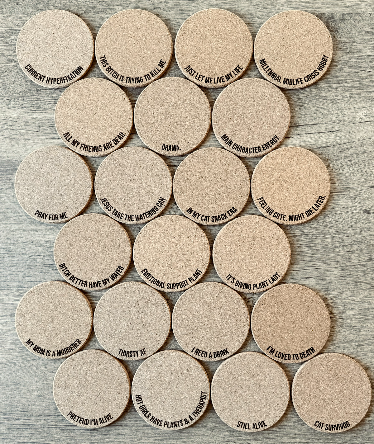 MAIN CHARACTER ENERGY // Funny Cork Plant Mat – Millennial & Gen Z Humor | Surface Protector | Houseplant Accessory