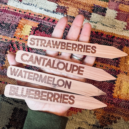 Cedar Wood Garden Markers • Engraved Plant Marker • Herb & Vegetable Labels