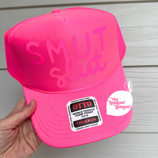 Smut Slut Trucker Hat – Funny Bookish Hat, Spicy BookTok Merch, Romance Reader Gift, Ironic Snapback, Book Babe Hat, Reading Humor Cap