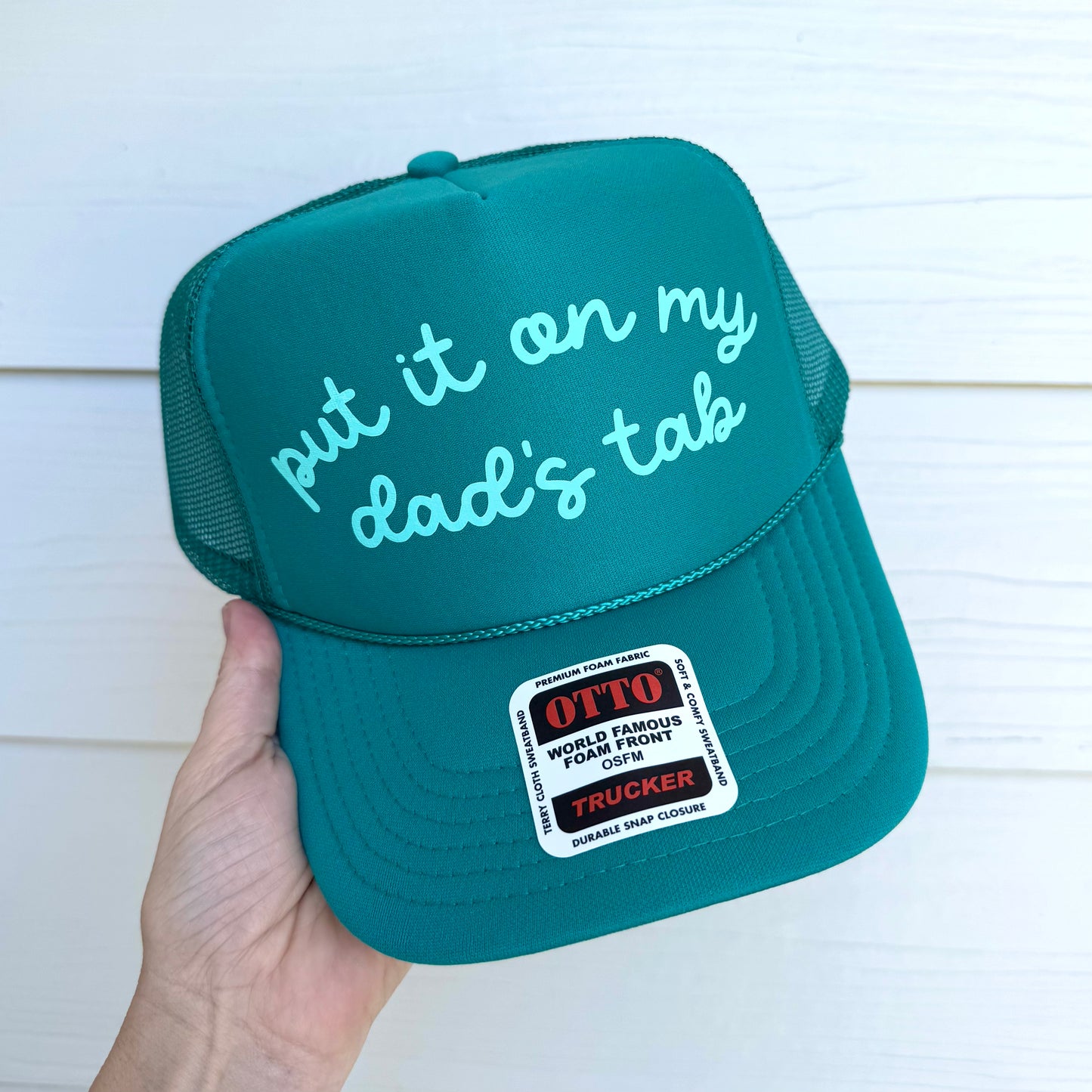 Put It On My [Your Text]’s Tab Hat – Customizable Funny Trucker Hat (Dad, Boyfriend, Girlfriend, etc.)