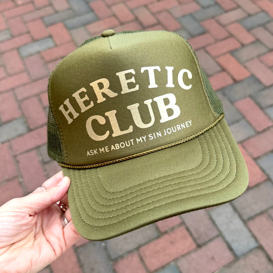 Heretic Club Trucker Hat – Spiritual Deconstruction Hat, Exvangelical Gift