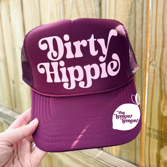 DIRTY HIPPIE Trucker Hat – Boho Chic Funny Hat for Free Spirits, Festival Girls, & Granola Babes | Earthy Trucker Cap | Soft Retro Vibes